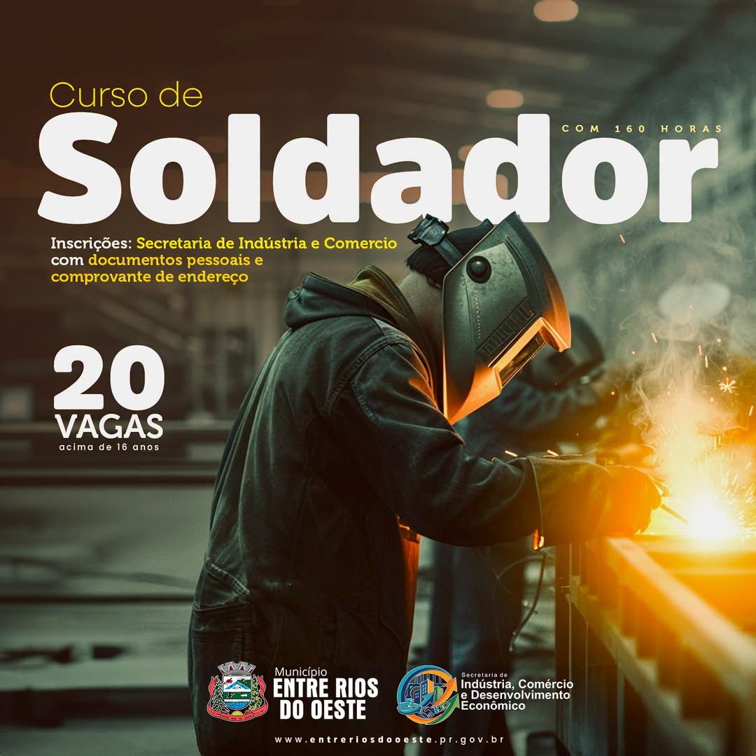 Curso de soldador em Entre Rios do Oeste abre 20 vagas
