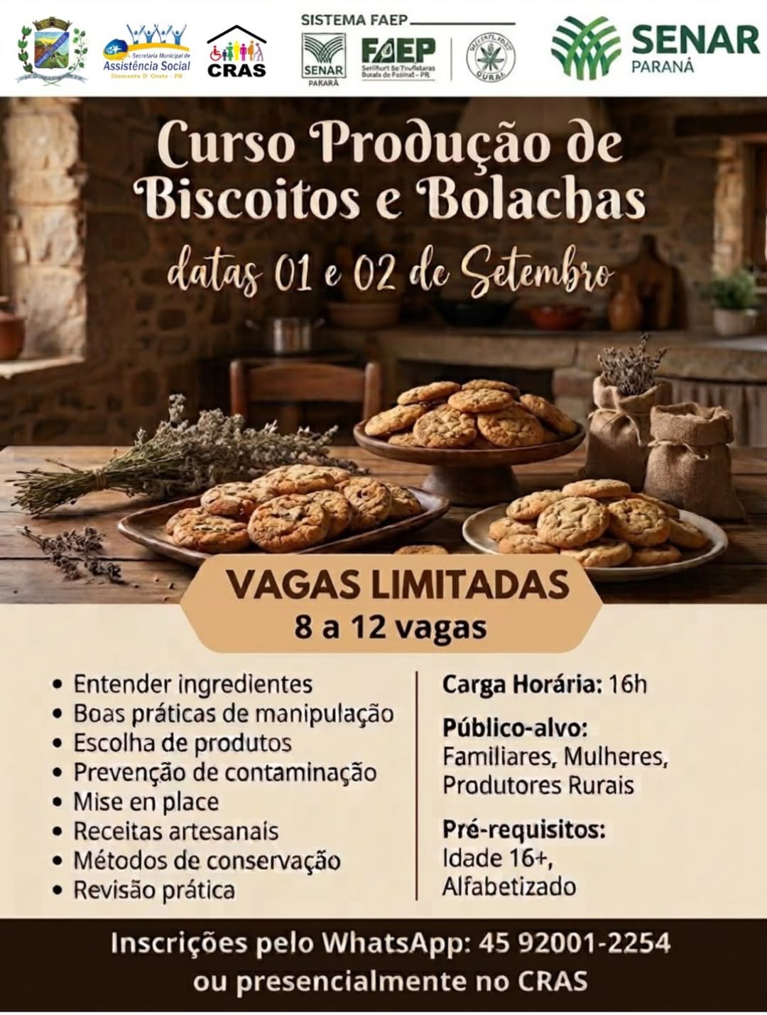 Curso de Biscoitos em Diamante DOeste Abre Inscrições