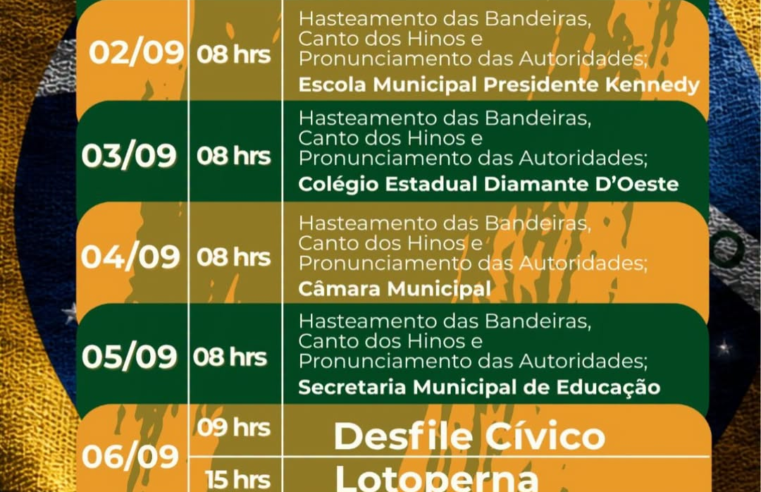 Semana da Pátria 2026 em Diamante DOeste Agenda Oficial