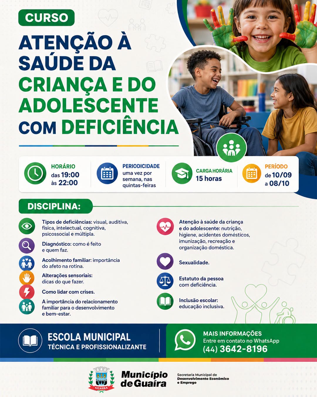 Curso de saúde da criança com deficiência abre em Guaíra
