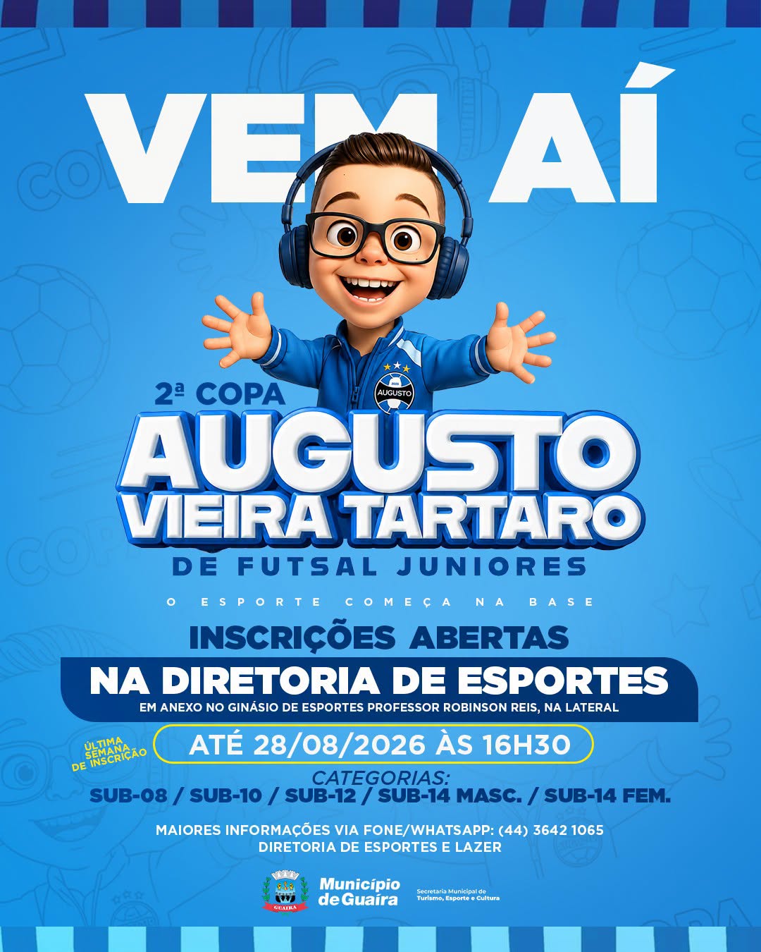 Inscrições para a 2ª Copa Augusto Vieira Tártaro em Guaíra