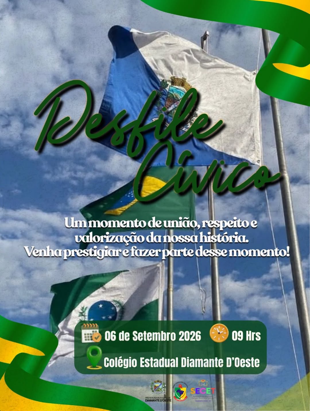 Desfile Cívico em Diamante D’Oeste Acontece no Dia 06 de Setembro